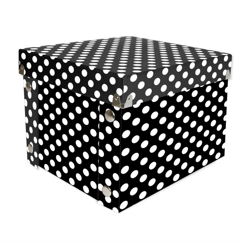 Pair Of Black & White Polka Dot Storage Box Snap-N-Store Farmhouse Organizing